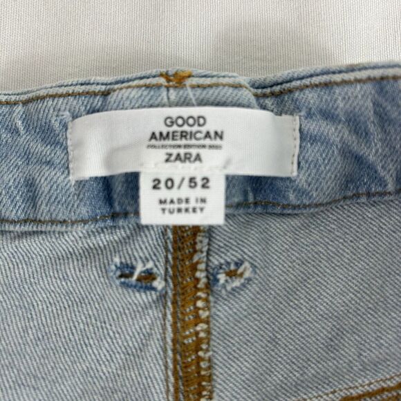 Good American x Zara NEW Classic Slim Distressed High Rise Jeans 20 / 52 NWT - Picture 5 of 8